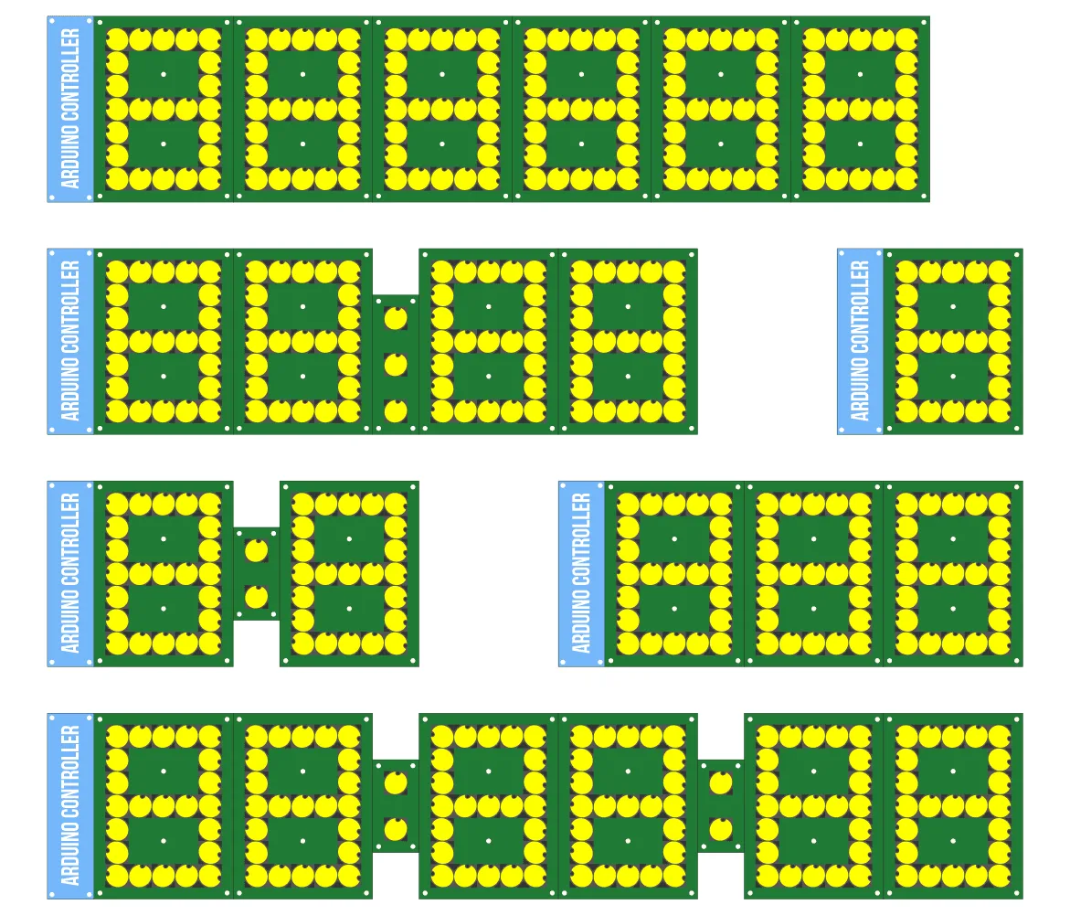 7-Segment Flip-disc Display Arduino Controller Example Connection Diagram