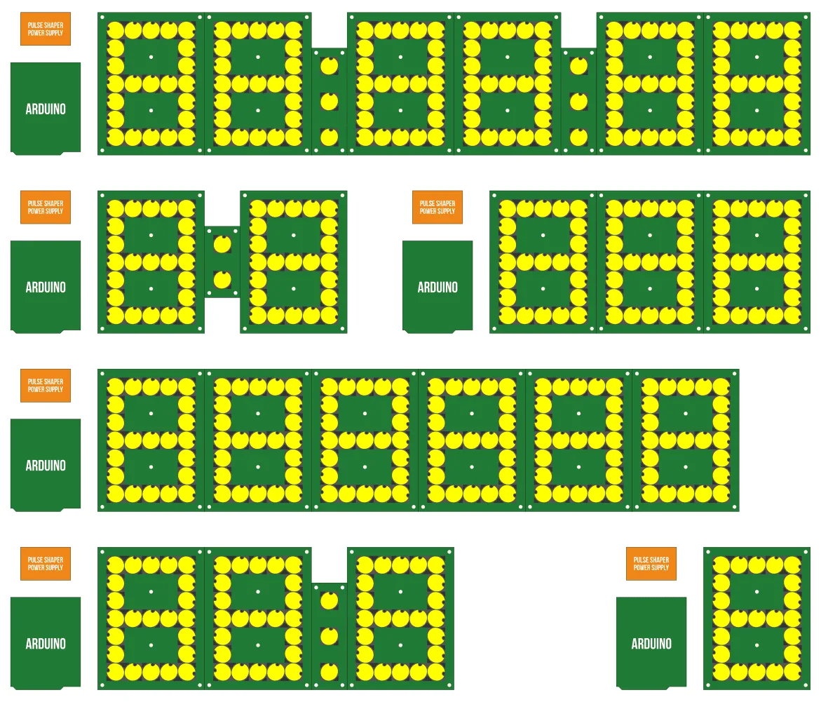 7-Segment Flip-disc Display Arduino Pulse Shaper Example Connection Diagram
