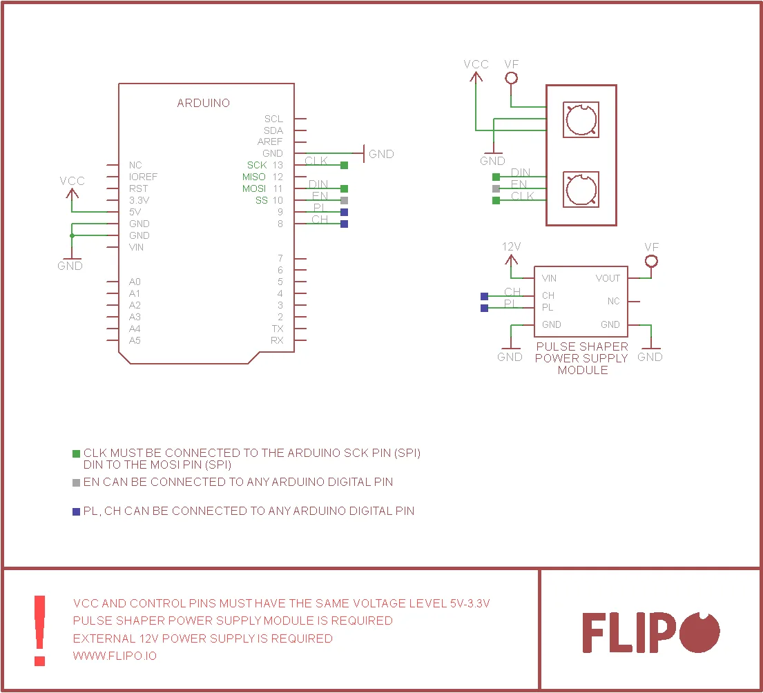 Flip-disc 2×1 Dot Module Arduino Example Connection Schematic Flip-disc 2x1 Dot Module Arduino Example Connection Schematic