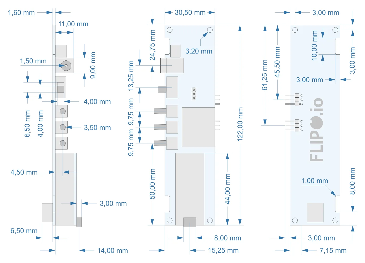 Flip-disc Arduino #1 Controller Dimensions