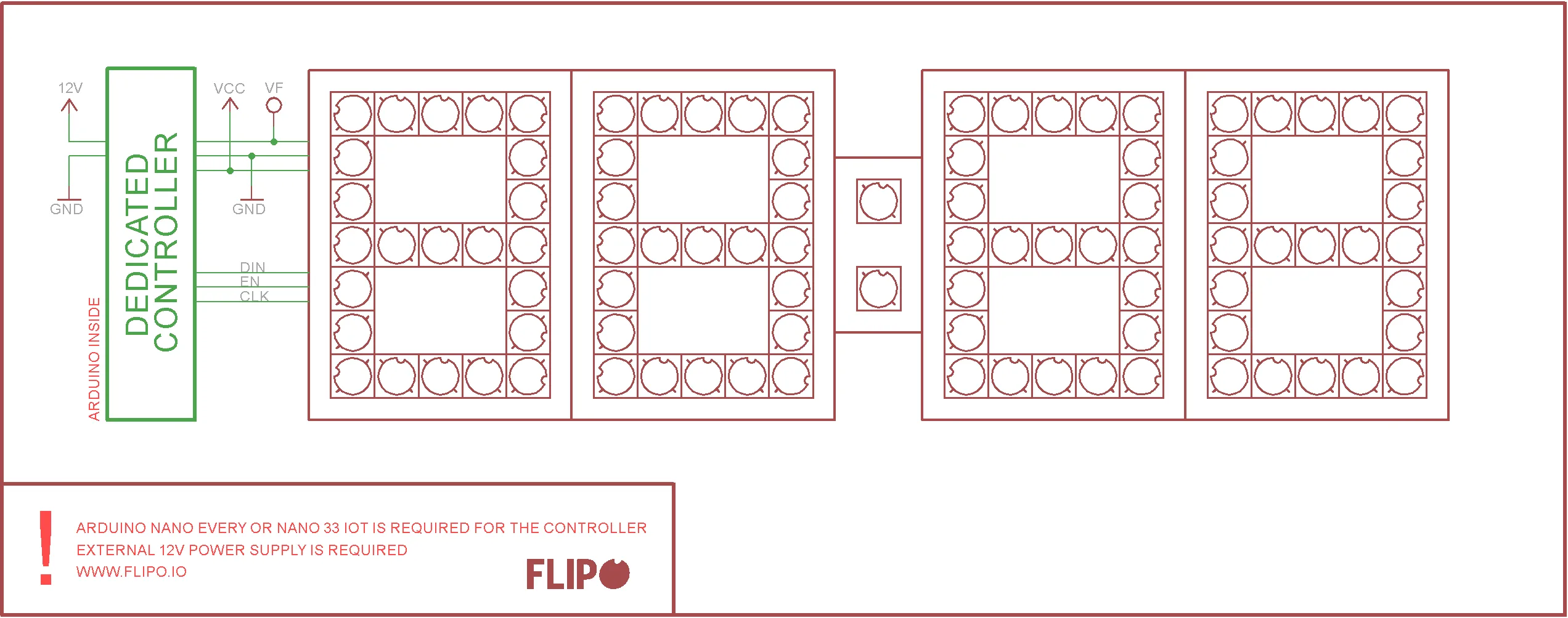 Flip-disc 2×1 Dot Module Controller Example Connection Modules Schematic Flip-disc 2x1 Dot Module Controller Example Connection Modules Schematic