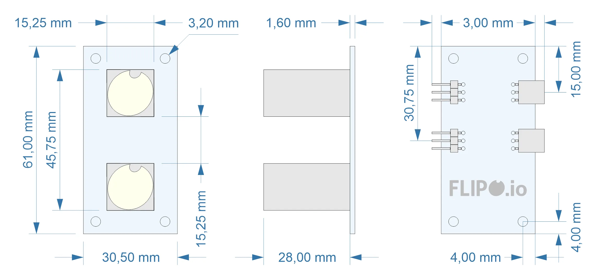 Flip-disc 2×1 Dot Module Dimensions Flip-disc 2x1 Dot Module Dimensions