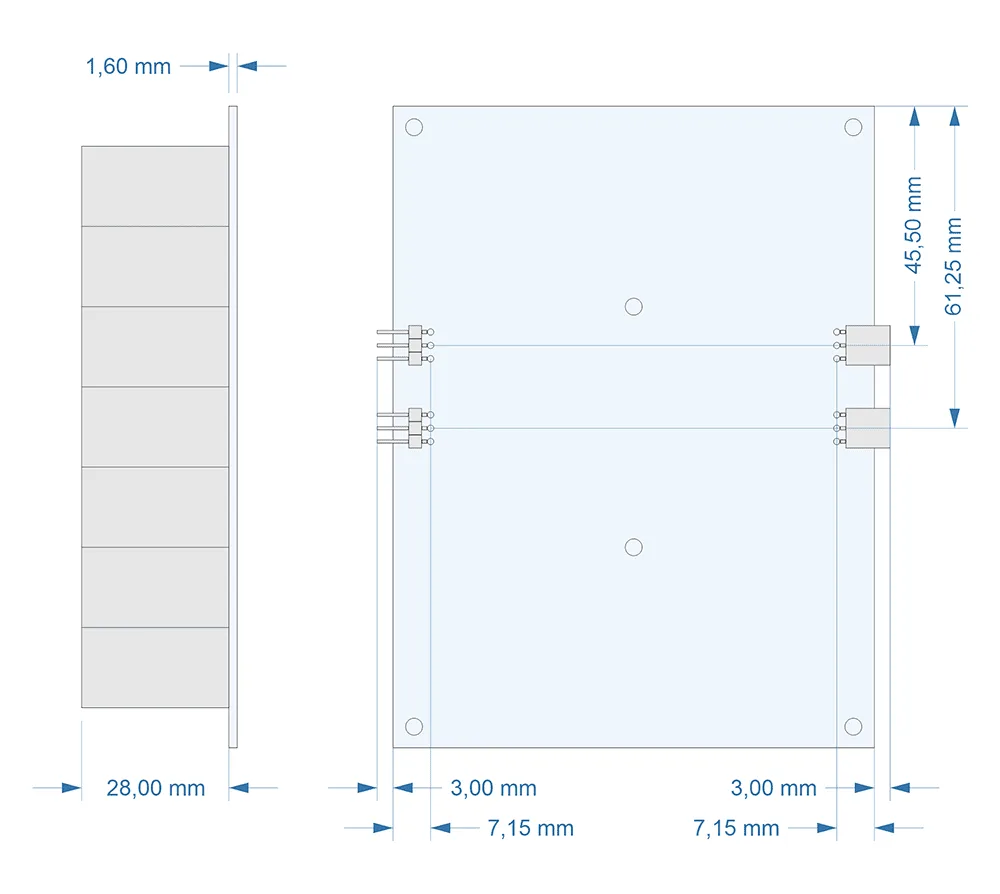 Flip-disc 7-Segment Display Dimensions Bottom