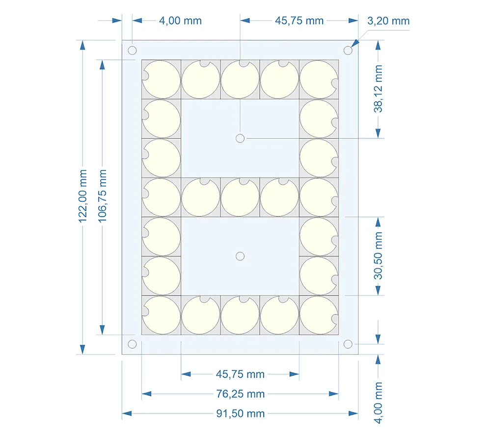 Flip-disc 7-Segment Display Dimensions