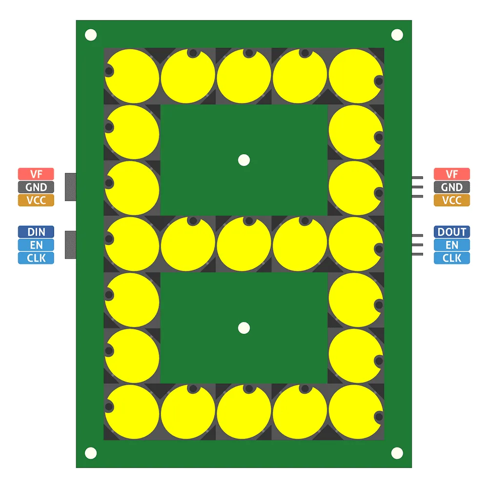 Flip-disc 7-Segment Display Pinout Top
