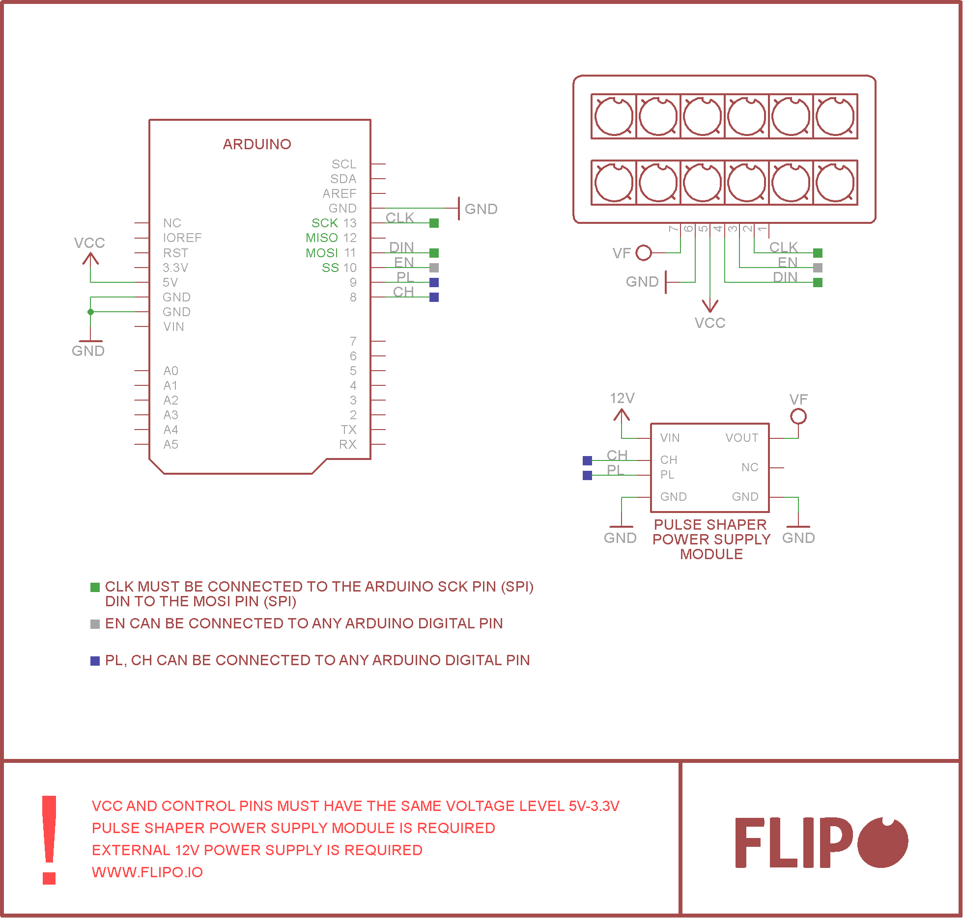Flip-disc 2×6 Display Arduino Example Connection with Pulse Shaper Schematic #1 Flip-disc 2x6 Display Arduino Example Connection with Pulse Shaper Schematic #1
