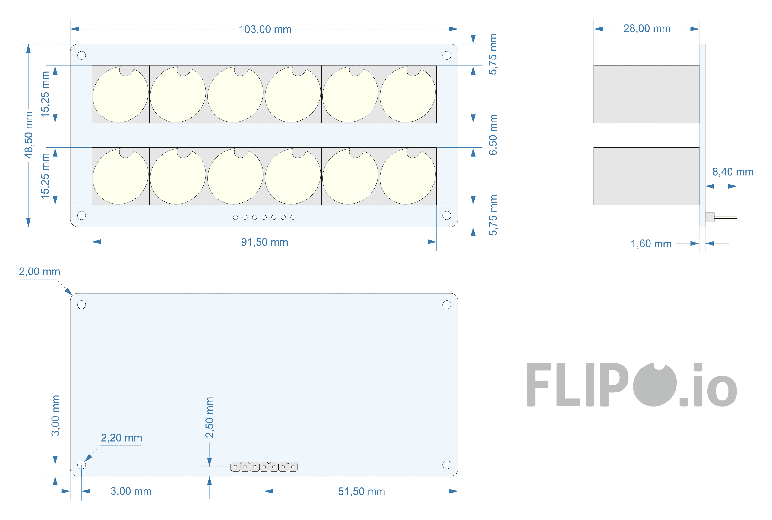Flip-disc 2×6 Display Dimensions Flip-disc 2x6 Display Dimensions