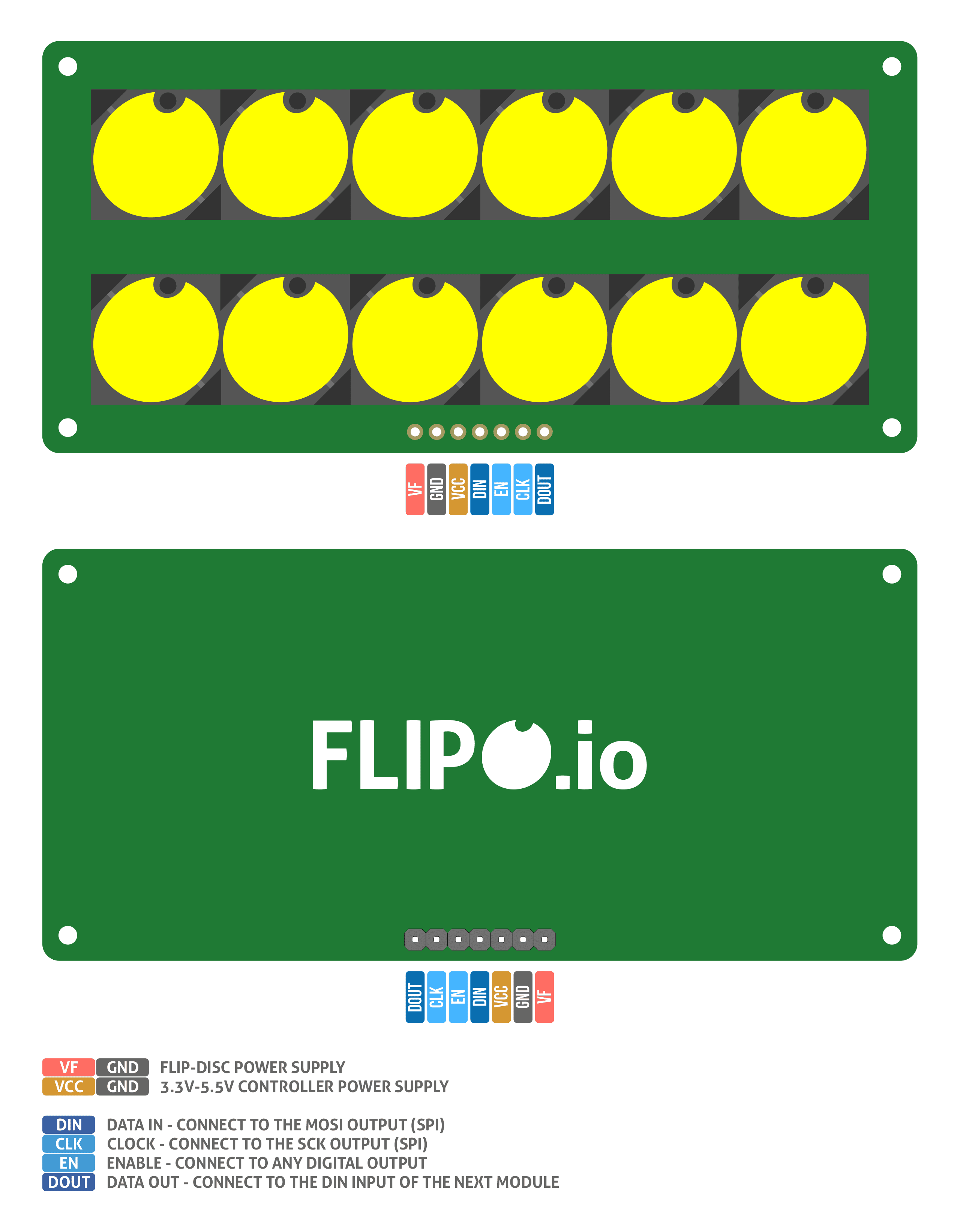Flip-disc 2×6 Display Pinout Flip-disc 2x6 Display Pinout