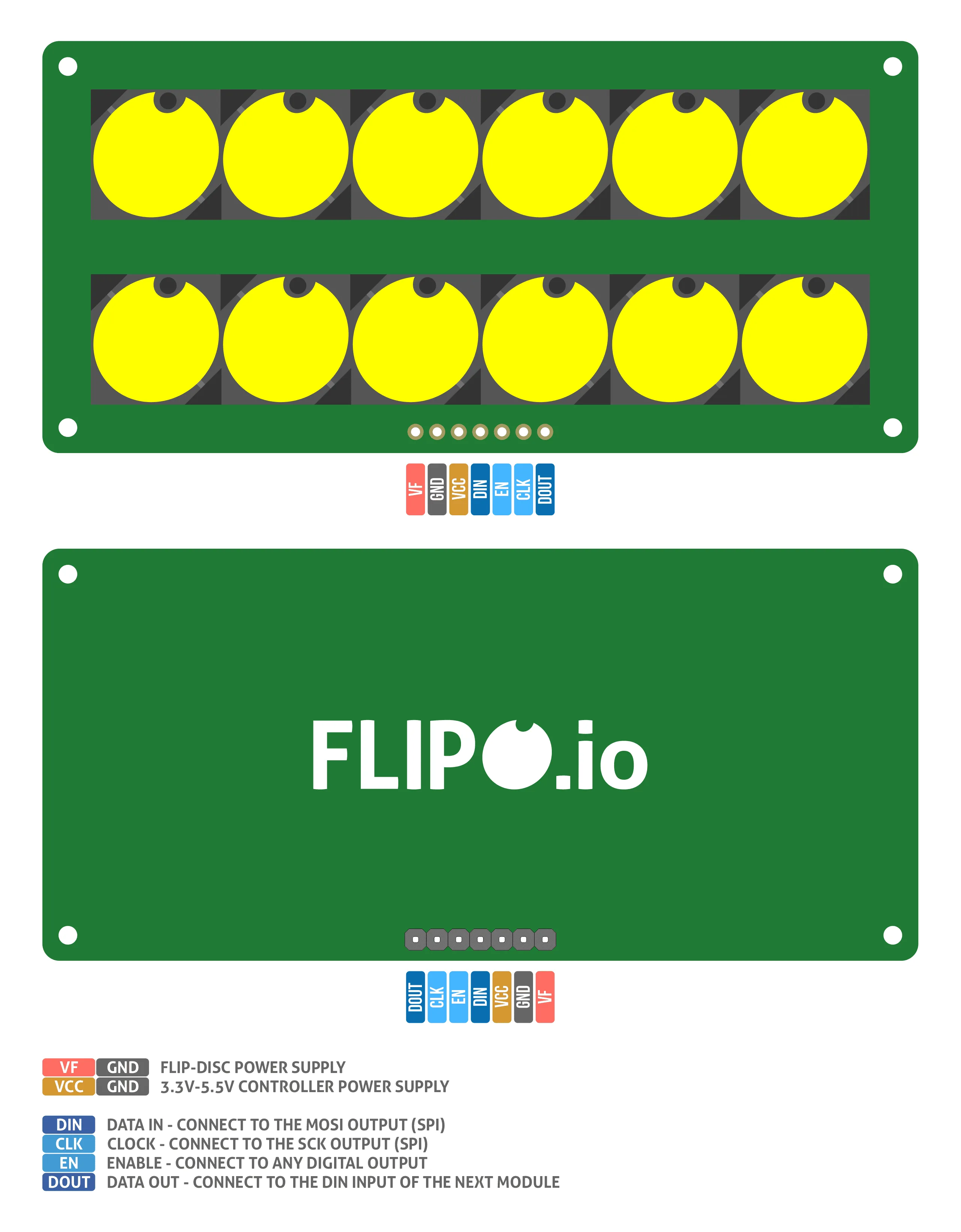 Flip-disc 2x6 Display Pinout