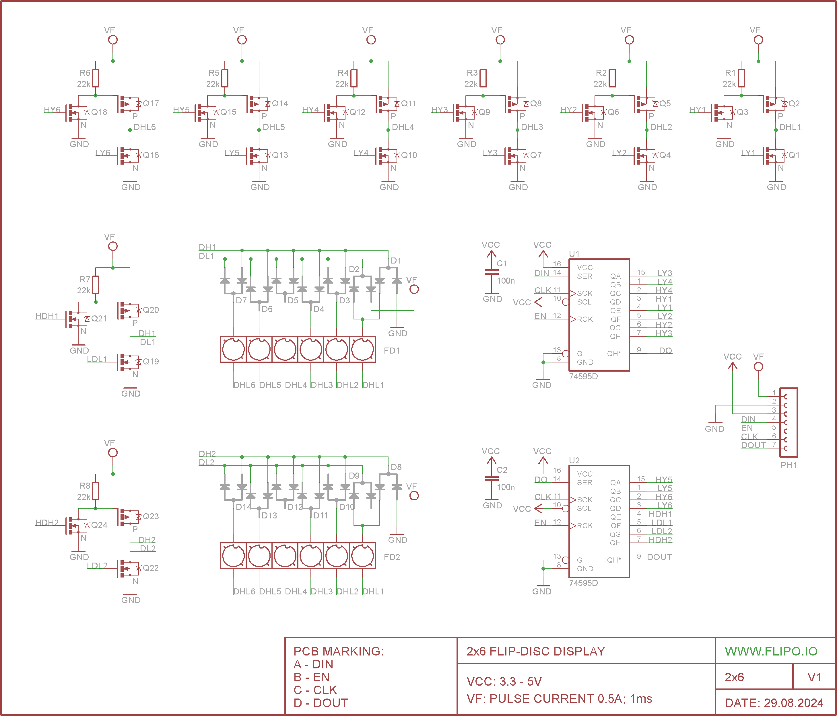Flip-disc 2×6 Display Schematic Flip-disc 2x6 Display Schematic