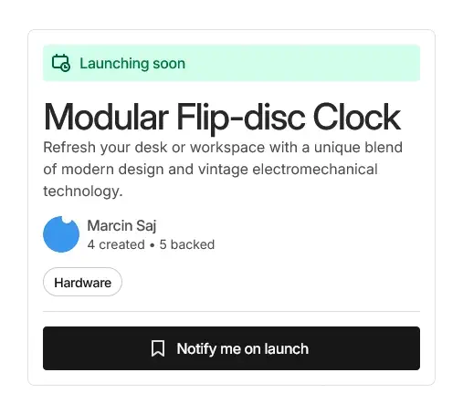 Kickstarter Coming Soon Modular Flip-disc Clock