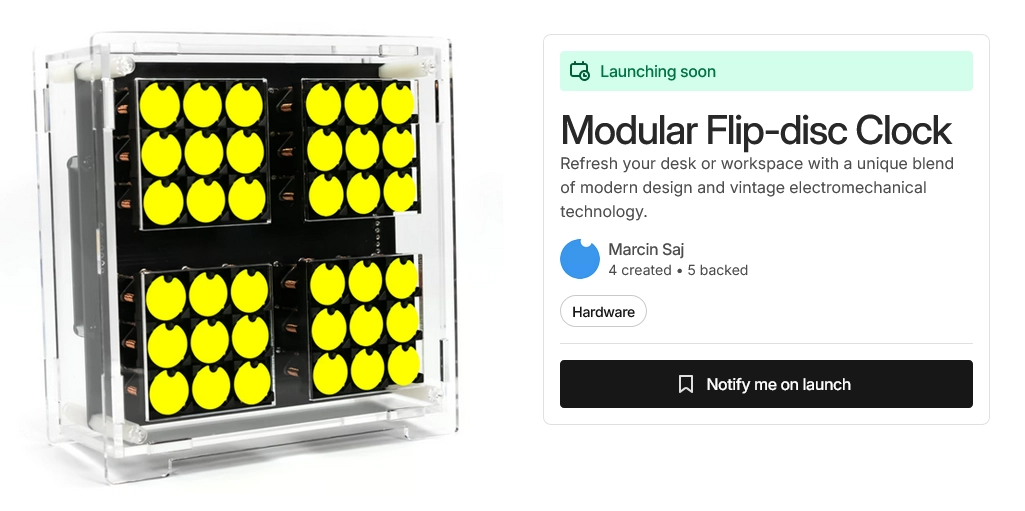 Kickstarter Coming Soon Modular Flip-disc Clock